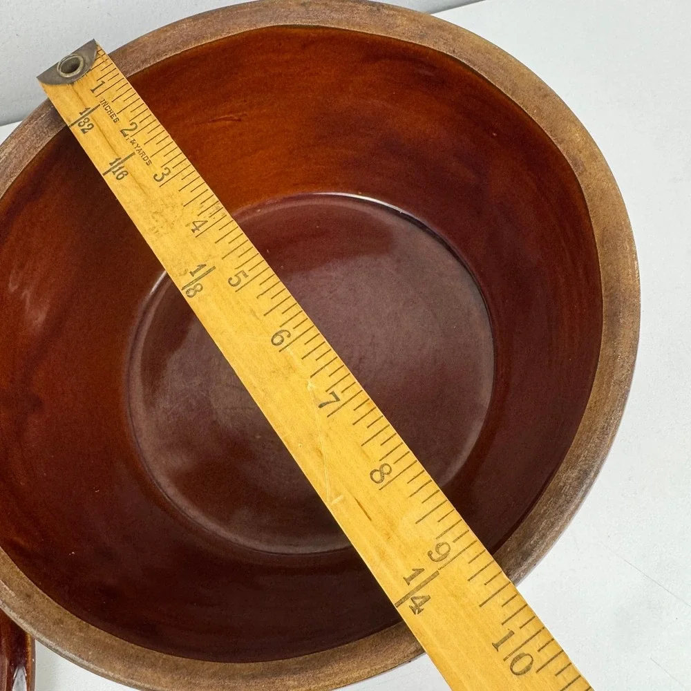 Vtg Mar-Crest Daisy Dot Brown Drip Glaze Covered Stoneware‎ Casserole Dish